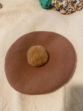J. Crew Crewcuts Rose Brown Wool Pom-Pom Beret